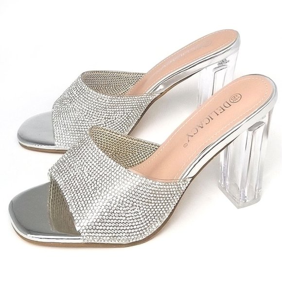 Delicacy Shoes - Delicacy Sparkling Silver Heels